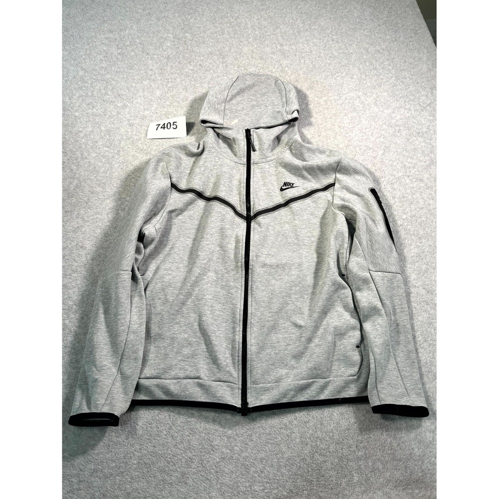 Nike Hoodie Mens XL Gray Cotton Full Zip Long Sleeve Sportswear Outdoor Casual